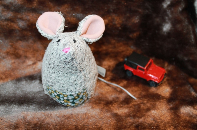 Souris grise poche fleurie