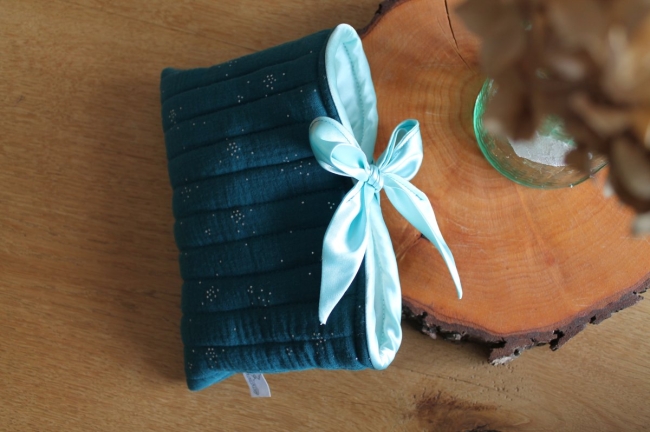 Pochette livre bleu canard/bleu ciel