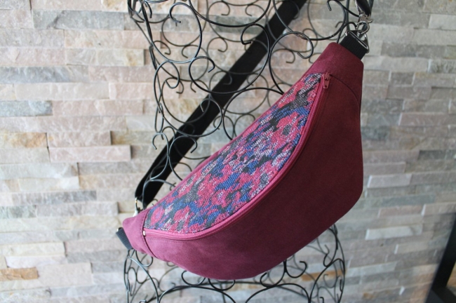 Sac banane adulte bordeaux/fleurs